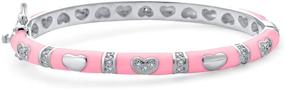img 4 attached to 💖 Delicate & Elegant Tiny White Red/Pink Bangle Bracelet: Enamel CZ Pave Hearts, Silver/Gold Plated Brass for Extra Small Wrists (5.5, 6 inch) – Perfect for Girls, Pre-Teen, and Women!