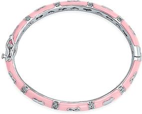 img 3 attached to 💖 Delicate & Elegant Tiny White Red/Pink Bangle Bracelet: Enamel CZ Pave Hearts, Silver/Gold Plated Brass for Extra Small Wrists (5.5, 6 inch) – Perfect for Girls, Pre-Teen, and Women!
