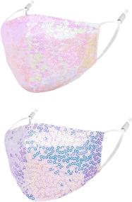 img 4 attached to 🎭 Set of 2 Adjustable, Reusable 3-Layer Bling Face Masks - Perfect Gifts for Girls!