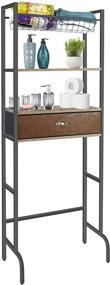 img 4 attached to 🛀 Rustic Brown X-Cosrack Over The Toilet Storage Shelf with Basket and Drawer, 3-Shelf Space Saver Bathroom Organizer