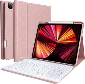 img 4 attached to 💻 Premium Keyboard Case for iPad Pro 12.9 2021 & 2020/2018 – Detachable BT Keyboard, Pencil Holder – iPad Pro 12.9 inch Keyboard Case