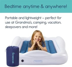 img 3 attached to 🛏️ Hiccapop Inflatable Toddler Travel Bed with Safety Bumpers [4-Sided], Portable Kids Air Mattress - Navy Blue