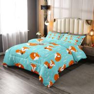 feelyou kids comforter set: cute cartoon fox twin size 3d animal bedding for boys and girls - kawaii style bedroom decor with woodland fox bedspread and pillow case logo