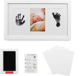 img 4 attached to Green Pollywog: Capture Precious Moments with this Elegant Baby Handprint and Footprint Kit in an Inkless, Non-Toxic Baby Footprint Frame – Ideal for Newborns and Dog Paw Prints
