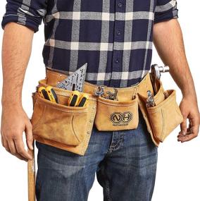 img 4 attached to 🛠️ Suede Leather Tool Belt and Work Apron for Woodworkers, Framers, Contractors, Plumbers, Welders - 12 Pockets, 2 Hammer Loops, Adjustable Waist Belt - Ideal for Construction Sites