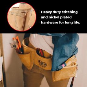 img 2 attached to 🛠️ Suede Leather Tool Belt and Work Apron for Woodworkers, Framers, Contractors, Plumbers, Welders - 12 Pockets, 2 Hammer Loops, Adjustable Waist Belt - Ideal for Construction Sites
