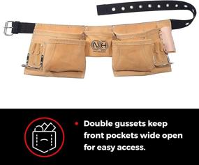img 3 attached to 🛠️ Suede Leather Tool Belt and Work Apron for Woodworkers, Framers, Contractors, Plumbers, Welders - 12 Pockets, 2 Hammer Loops, Adjustable Waist Belt - Ideal for Construction Sites