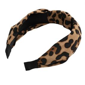 img 1 attached to 2-Pack Women's Headbands: Etercycle Bow Knotted Wide Headband, Fashionable Elastic Hair Accessory for Yoga, Women and Girls (Black and Leopard Print)