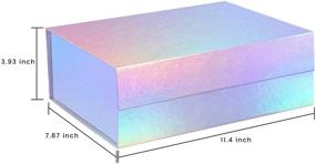 img 1 attached to 🎁 Matte Silver 11.5x8x4-Inch Holographic Magnetic Cardboard Collapsible Storage Gift Box