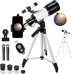 img 4 attached to Portable Astronomy Refractor Telescope for Kids, Adults, and Beginners - 70mm Aperture, AZ Mount, Adjustable Tripod, Multi-Coated Optics, Wireless Remote