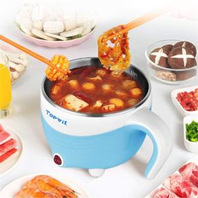 img 2 attached to 1.5L Electric Hot Pot - Rapid Noodles Cooker, Mini Pot - Ideal for Ramen, Eggs, Pasta, Dumplings, Soup, Porridge, Oatmeal - Blue - A Must-Have Cooker for Students – Topwit