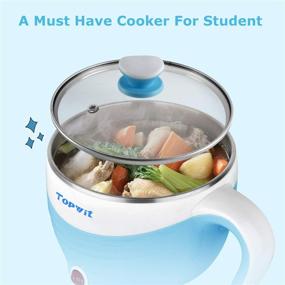 img 3 attached to 1.5L Electric Hot Pot - Rapid Noodles Cooker, Mini Pot - Ideal for Ramen, Eggs, Pasta, Dumplings, Soup, Porridge, Oatmeal - Blue - A Must-Have Cooker for Students – Topwit