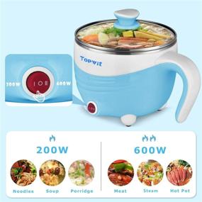 img 1 attached to 1.5L Electric Hot Pot - Rapid Noodles Cooker, Mini Pot - Ideal for Ramen, Eggs, Pasta, Dumplings, Soup, Porridge, Oatmeal - Blue - A Must-Have Cooker for Students – Topwit