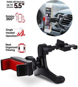 img 2 attached to 📱 Aduro U-Grip Smartphone Car Mount, Universal Air Vent Grip Mount - 360 Degree Rotation, Enhanced Grip, Easy One-Handed Operation, (Black/Red)