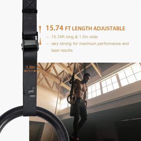 img 2 attached to 🏋️ Pacearth Adjustable Gymnastic Rings Straps - Ultimate Home Gym Equipment for Intensive Training, Fitness Conditioning, Pull-Ups, and Dips - Heavy-Duty 1763lbs Capacity - 15.74ft Straps with Scale Support - Pair