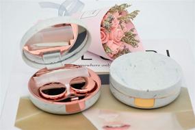 img 2 attached to 💼 Convenient FEILIBAY 2 Pack Marble Travel Contact Lens Case: All-in-One Storage Kit in Rose Gold + Gold