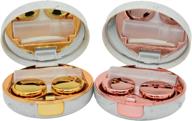 💼 convenient feilibay 2 pack marble travel contact lens case: all-in-one storage kit in rose gold + gold logo