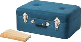 img 1 attached to 🔵 Blue Fabric Ottoman Foot Rest Bench with Wood Legs - Ideal for Bedroom Storage - Edencomer