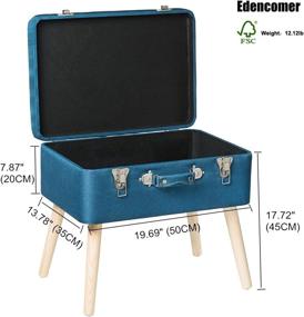 img 3 attached to 🔵 Blue Fabric Ottoman Foot Rest Bench with Wood Legs - Ideal for Bedroom Storage - Edencomer