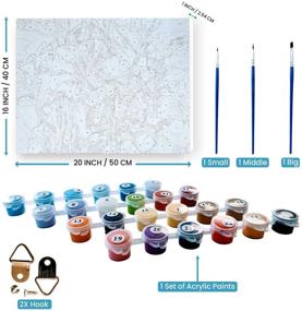img 3 attached to 🎨 Комплект "По номерам" Макса: Самостоятельная живопись на нарамке для взрослых и детей - Набор для начинающих с акриловыми и масляными красками и предварительно нанесенным рисунком - Идеальный подарок для женщин, девочек и друзей - 16x20 дюймов