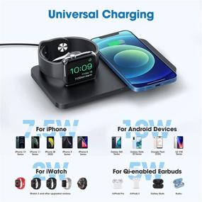 img 3 attached to 2 in 1 Wireless Charging Pad for iPhone 12/12 Pro/12 Pro Max/12 Mini, 11/11 Pro/XS Max/XR/XS/X/8/8P - Wireless Stand for iWatch 6/SE/5/4/3/2, Airpods 2/Pro (No Adapter Included)