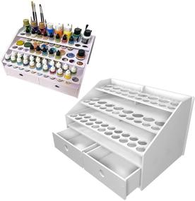 img 4 attached to 🎨 Sanfurney Paint Rack Stand: Organize 59 Bottles of Paint with Cabinet Holder and Pigment Ink Bottle Storage