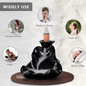 img 1 attached to 🏮 Ceramic Backflow Incense Burner with Waterfall Effect, SOLEJAZZ Incense Holder, Censer Stand for Home Office Yoga, Includes 30 Incense Cones & Sticks