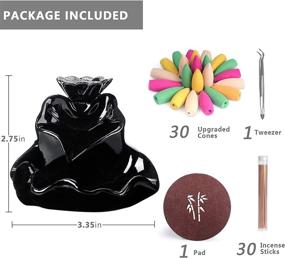 img 2 attached to 🏮 Ceramic Backflow Incense Burner with Waterfall Effect, SOLEJAZZ Incense Holder, Censer Stand for Home Office Yoga, Includes 30 Incense Cones & Sticks