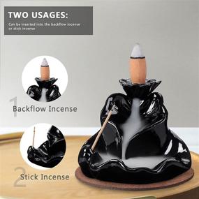 img 3 attached to 🏮 Ceramic Backflow Incense Burner with Waterfall Effect, SOLEJAZZ Incense Holder, Censer Stand for Home Office Yoga, Includes 30 Incense Cones & Sticks