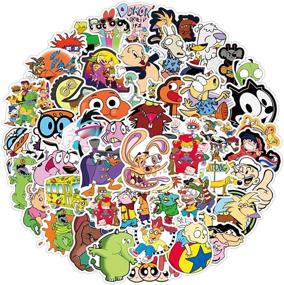 img 1 attached to 🎨 Cute Cartoon Stickers for Water Bottle: Waterproof Vinyl Decal with 90s Cartoon Characters