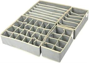 img 1 attached to 🗄️ Grey Drawer Dividers - 4 Piece Set for Underwear Organization