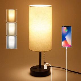 img 4 attached to 💡 Convenient USB Bedside Table Lamp with Pull Chain and USB Port - Ideal for Bedrooms and Living Rooms!