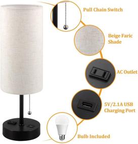 img 1 attached to 💡 Convenient USB Bedside Table Lamp with Pull Chain and USB Port - Ideal for Bedrooms and Living Rooms!