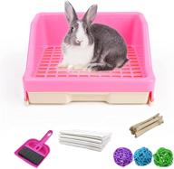 🐇 kathson rabbit litter box with drawer - small animal litter pet toilet potty trainer corner bunny bedding box - plastic pan for hamster, guinea pig, ferret, galesaur, chinchilla логотип