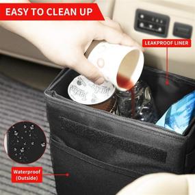 img 2 attached to 🚗 QUARKACE Car Trash Can: Leafoof Liner, 3 Pockets, Collapsible & Easy to Clean