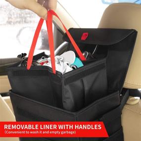 img 1 attached to 🚗 QUARKACE Car Trash Can: Leafoof Liner, 3 Pockets, Collapsible & Easy to Clean