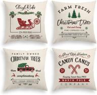 🎄 avoin colorlife christmas throw pillow cover set - winter holiday rustic farmhouse cushion case for sofa couch - 18 x 18 inch - set of 4 logo