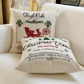 img 1 attached to 🎄 AVOIN Colorlife Christmas Throw Pillow Cover Set - Winter Holiday Rustic Farmhouse Cushion Case for Sofa Couch - 18 x 18 Inch - Set of 4