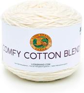 🧶 lion brand yarn comfy cotton blend yarn, whipped cream - soft and versatile fiber for all crafting needs logo