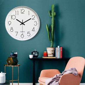 img 2 attached to Bekith 12-Inch Silent Non-Ticking Wall Clock for Living Room - Modern White Decorative Clock for Home, Office, and School