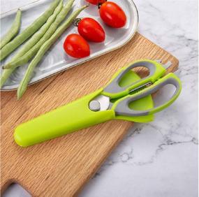 img 1 attached to Detachable Stainless Steel Scissors with Magnetic Sticker - Heavy Duty Sharp Kitchen Shears, Multi-Function Fridge Tool for Easy Cleaning (Green)