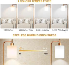 img 1 attached to 🪔 Modern LED Floor Lamp with Remote & Foot Control, 4 Colors Temperature, Industrial Standing Lamps with Hanging Jade Matte Glass Shade for Bedrooms and Living Room - Includes 9W LED Bulb (Gold)