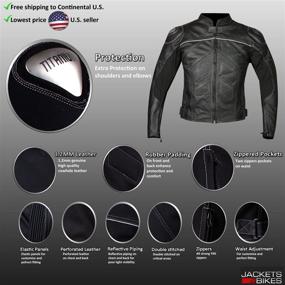 img 2 attached to 🧥 Mens XL Black Titanium Motorcycle Leather Jacket for Street Cruiser Riding with CE Armor