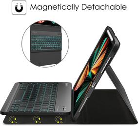 img 1 attached to 📱 Fintie Keyboard Case for iPad Pro 12.9" 5th Gen 2021 & 4th/3rd Gen - Soft TPU Back Cover with Pencil Holder, 7-Color Backlight, and Detachable Bluetooth Keyboard
