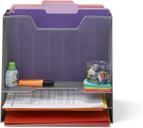 img 3 attached to 🗄️ Smart Solutions: Mind Reader Desk Mesh Organizer Storage for Optimal Efficiency, 5 Compartment, Silver