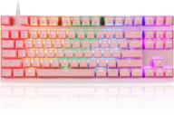 🌈 motospeed радужная подсветка rgb механическая игровая клавиатура - 87 клавиш, совместима с mac и pc, розовая логотип