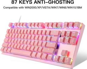 img 3 attached to 🌈 Motospeed Rainbow Backlit RGB Mechanical Gaming Keyboard - 87 Keys, Mac & PC Compatible, Pink