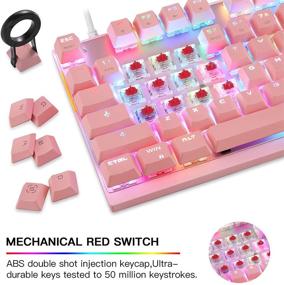 img 2 attached to 🌈 Motospeed Rainbow Backlit RGB Mechanical Gaming Keyboard - 87 Keys, Mac & PC Compatible, Pink