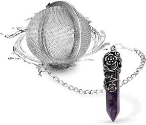 img 4 attached to 💎 Amethyst Healing Crystal Pendant Tea Leaf Strainer - Antique Silver Flower Wrap, Natural Gemstone, Hexagonal Design, 18/8 Stainless Steel Mesh Tea Ball