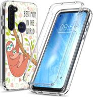 🦥 beroset moto g stylus case - dual layer hard pc bumper + soft tpu cover shockproof high impact protective clear phone case for motorola moto g stylus 2020 - best mom in the world sloth logo